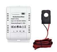 Cpolebev 1 Ensemble Compteur D'Énergie WiFi Bidirectionnel PV Solaire Tuya avec Capteur de Courant à Pince Bidirectionnelle CT 150A Compteur D'Énergie WiFi Bidirectionnel Solaire PV Plastique Blanc