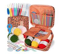 Cpolebev 1 Ensemble de Crochets pour Débutants, 58 Pièces, Ensemble de Crochets Portables, Fournitures de Voyage