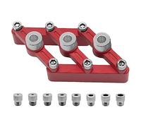 Cpolebev 1 Ensemble de Guide de Forage pour Trou de Travail Du Bois Localisateur de Positionneur de Trou de Cheville Rouge avec Manchons de Forage de 3 à 10 mm
