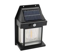 Cpolebev 1 PCS Lampe Murale Noire à Ampoule Solaire en Tungstène Lampe Murale Étanche Extérieure Lumière Solaire