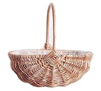 Cpolebev 1 Pièce Panier de Fille de Fleur Tissé à la Main Panier de Rangement en Saule Panier de Pique-Nique en Osier Vide Paniers de Fille de Fleur de Mariage