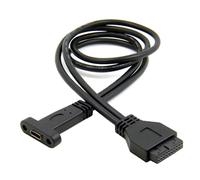 Cpolebev 1 Pièce Port USB 3.1 Type C USB-C vers USB 3.0 Carte Mère 19Pin Header Cable Noir 50cm