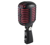 Cpolebev 1 Pièce Professionnel Classique Rétro Dynamique Vocal Microphone Noir & Rouge Métal Swing Mic pour Live Performance Karaoké