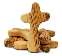 Cpolebev 10 PCS Petites Croix en Bois D'Olivier Tenant des Croix Croix de Prière Portable