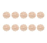 Cpolebev 10 PièCes Non Peintes Rondes Motif de Fleurs en Bois Sculpté Applique Cadre Onlay Armoire Meubles DéCoration 6 Cm