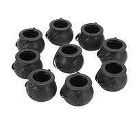 Cpolebev 10 PièCes SéRies Chaudron Noir Porte-Bonbons avec PoignéE Toussaint Seau à Bonbons Mini Chaudron de SorcièRe Noire pour Toussaint