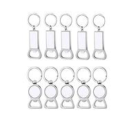 Cpolebev 10 PièCes SéRies Sublimation Porte-CléS Blanc Sublimation Ouvre-Bouteille en MéTal Porte-CléS Blanc Porte-CléS de Transfert de Chaleur en Aluminium