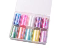 Cpolebev 10 Rouleaux de Feuille pour Ongles Nail Foil Nail Transfer Foil Holographic Nail Art Foil Decals pour Ongles Autocollants pour les Ongles