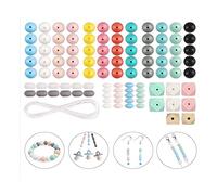 Cpolebev 100 PièCes 15Mm Perles en Silicone Forme Ronde Perles Polygonales en Silicone Kit D'Accessoires en Silicone pour Porte-CléS DIY Fabrication Bracelet