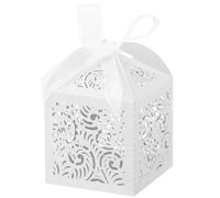 Cpolebev 100 Pièces Boîtes à Dragées Découpées au, Petites Boîtes Cadeaux de 2 X 2 Pouces pour Cadeaux, Boîtes à Dragées de Mariage avec, Blanc, Facile à Installer et à Utiliser