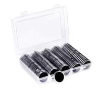 Cpolebev 100 Pièces de Capsules pour Pièces de Monnaie de 30 mm et 5 Tailles (17/20/25/27/30 Mm) avec Joint de Protection, Étui pour Porte-Monnaie avec Boîte de Rangement, Installation Facile