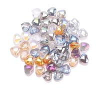 Cpolebev 100 Pièces de Perles de Cœur en Verre et Cristal de 8 Mm, Petites Perles en Forme de Cœur pour la Fabrication de, de Bracelets, de Bricolage, D'Artisanat