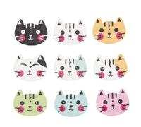Cpolebev 100pcs Animal Bouton de Chat en Bois Couture Scrapbooking Bricolage Artisanat Colore 2 Trous