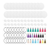 Cpolebev 100Pcs MDF Sublimation Blanks Porte-CléS en Vrac, Sublimation Keychain Blanks avec Porte-CléS Double Face pour la Fabrication de Bricolage