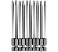 Cpolebev 10Pcs Embouts De Tournevis De Sécurité Torx T20 À Tige Hexagonale, Longueur 100 Mm, Gris Argent