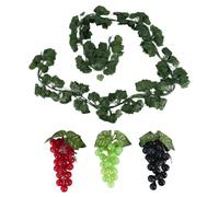 Cpolebev 12 Brins Artificiels Faux Raisins Vignes Feuilles de Lierre avec 3 Cordes Raisins pour la FêTe de Mariage Maison DéCoration Murale