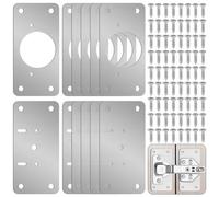 Cpolebev 12-Pack Kit de Réparation de Charnière Plaque de Réparation de Charnière de Porte D'Armoire Plaque de Fixation de Charnière en Acier Inoxydable pour Armoire de Cuisine Porte Casier Armoire