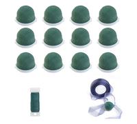 Cpolebev 12 Pièces Mini Support Rond en Mousse Florale, Bloc de Fleurs Vert Sec et Humide pour Fleuriste, Fournitures D'Arrangement pour Bouteille de Vin