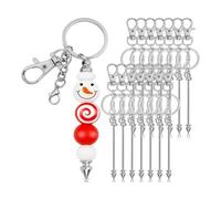 Cpolebev 12 Pièces Porte-Clés en Perles Barre de Porte-Clés en Perles d'argent Porte-Clés en Perles pour Pendentif Bricolage, pour la Fabrication de Porte-Clés Faisant Un Cadeau