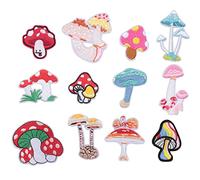 Cpolebev 12 PièCes SéRies Champignons Patchs Fer sur pour VêTements Pantalons Chaussures Rideau, Bricolage Champignon Broderie Patch Couture Artisanat DéCoration