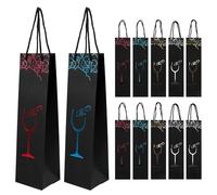Cpolebev 12PièCes SéRies Papier Kraft à Vin Sac Cadeau à Vin Rouge à Bouteille Fourre-Tout Vin Sac à Main Sac de Transport Organisateurs (Couleur AléAtoire)