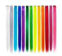 Cpolebev 13 PièCes ColoréEs Met en éVidence le Clip Coloré dans les Extensions de Cheveux 55 Cm Postiches SynthéTiques Droits, Arc en Ciel