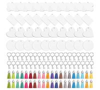 Cpolebev 160 Produits Vierges de Sublimation, Ensemble en Vrac Vierge de Porte-CléS de Sublimation avec Anneaux de Saut de Porte-CléS de Pompon Vierge de Transfert de Chaleur