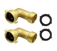 Cpolebev 2 Pièces 45 Degrés Raccord Coudé pour Tuyau D'Arrosage 2Pk avec 2 Rondelles - Rallonge de Extérieur, Connecteur de Tuyau Rallonge de Cuivre Jaune