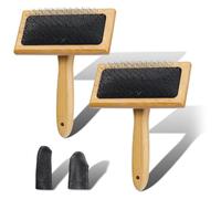 Cpolebev 2 Pièces Cardeurs de Laine en Bois Brosse à Carder la Laine pour Laine, Fibres, Chat, Chiens, Brosse à Carder la Laine en Bois pour L'Artisanat de Filage de Feutrage de Laine