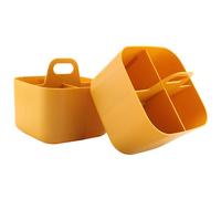 Cpolebev 2 Pièces Empilables en Plastique avec Poignées de Bureau, Organisateurs d'art et Rangements de Maquillage Orange