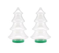 Cpolebev 2 PièCes Pots de Bonbons en Forme d'arbre de NoëL en Forme de Pots à en Plastique avec Couvercles Belles Bouteilles de Stockage de Bonbons 1.55L