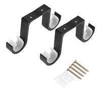 Cpolebev 2 Pièces Séries Les Supports de Tringle à Rideau Double Support de au Plafond en Alliage D'Aluminium Noir
