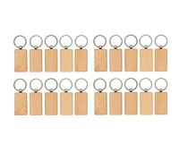 Cpolebev 20 PCS Rectangle Blank Porte-Clés en Bois Blancs en Bois (Largeur : 1,22 Pouces) pour Porte-Clés