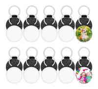 Cpolebev 20 Pièces Porte-Clés en Cuir Vierges en Vrac Sublimation Porte-Clés en Cuir PU Vierge Cadeaux Paillettes Transfert de Chaleur Porte-Clés Bricolage Artisanat Installation Facile