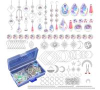 Cpolebev 200 Pièces Attrape-Soleil en Cristal, Attrape-Soleil avec Cristaux, Kits D'Artisanat pour Adultes, avec Fabricant d'arc-en-Ciel, Pendentifs Durables et Faciles à Utiliser, Argent