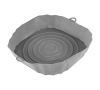 Cpolebev 20Cm Friteuses à Air Four Plaque de Cuisson Poulet Frit Panier Tapis AirFryer Silicone Pot Rond Replacemen Grill Pan Gris