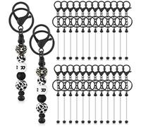 Cpolebev 24 Pcs Barres de Porte-Clés Perlées en Vrac en Métal Perlé Porte-Clés en Alliage de Zinc pour Perles Bricolage Porte-Clés Vierge pour Porte-Clés de Perles Artisanat Noir