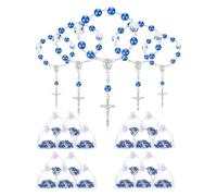 Cpolebev 25 Pièces Chapelet de Baptême Bleu Mini Chapelets Chapelet Cadeaux de Fête Chapelet de Doigt Perlé avec 25 en Organza