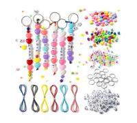 Cpolebev 286 Pièces de Kits de Fabrication de Porte-Clés à Faire Soi-Même, Perles pour la Fabrication de, Fournitures avec Perles Transparentes de L'Alphabet Coloré