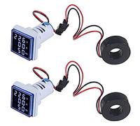 Cpolebev 2PCS Numérique 3In1 22mm Voltmètre Ampèremètre Hz Mètre Indicateur de Fréquence de Courant AC 60-500V