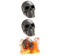 Cpolebev 3 Pièces de Roches de Lave en Forme de Crâne pour Foyer, Squelette, Têtes de Foyer, Pierres de Feu en Forme de Crâne d'halloween