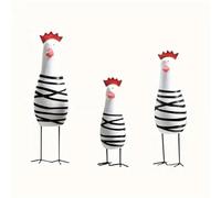 Cpolebev 3 Pièces Ornement de Poulet Peint à la Main Figurine de Poulet en Bois Cadeaux de Coq