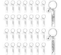 Cpolebev 30 Pièces Ébauches de Porte-Clés en Métal Gravables Ébauches D'Estampage en Métal pour Graver des Étiquettes de Porte-Clés Vierges en Acier Inoxydable
