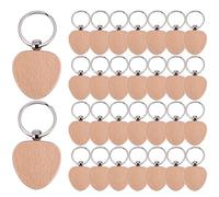 Cpolebev 30 PièCes Porte-CléS en Bois Vierge en Forme de Coeur Bricolage Porte-CléS en Bois Porte-CléS Bricolage Cadeau