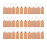 Cpolebev 30 PièCes Rectangle Blanc Porte-CléS en Bois Bricolage Porte-CléS en Bois Porte-CléS Peuvent Graver des Cadeaux de Bricolage