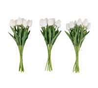 Cpolebev 30 PièCes SéRies Artificielle Fleurs Real Touch Faux Hollande PU Tulipe Bouquet Latex Fleur Tulipe Blanche (Blanc)