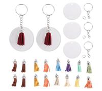 Cpolebev 300 PièCes SéRies Acrylique Porte-CléS Blancs Clair Acrylique Cercles Disques Transparent pour Bricolage Porte-CléS Projet D'Artisanat