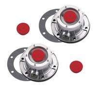 Cpolebev 343-4024 Capuchons de Moyeu Argentés pour Stemco, Capuchon de Moyeu en Aluminium pour Essieu de Remorque avec 4 Bouchons et Joints en Caoutchouc Supplémentaires (Paquet de 2)