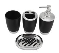 Cpolebev 4 Pcs/Set Costume de Salle de Bain Set Accessoires de Bain Marchandises Comprend Boîte à Savon Tasse Support de Brosse à Dents Distributeur de Savon Porte - Savon Set Noir