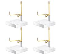 Cpolebev 4 Pièces Chevalet de Présentoir à Bras en Métal Réglable avec Base en Acrylique Support de Chevalet D'Affichage en Chevalet en Acrylique Doré Facile à Utiliser